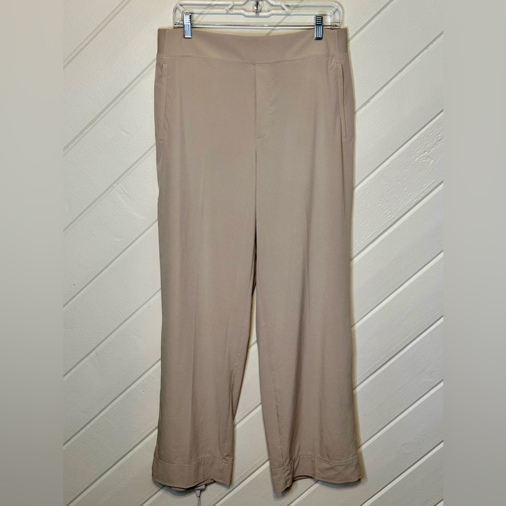Athleta Pull On Stretch Wide Leg Pants in Khaki, Size 14